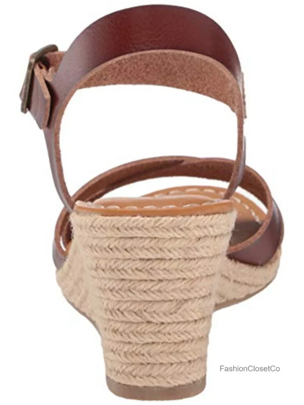 Women's Espadrille Wedge Sandal with Adjustable Buckle, Elastic Strap